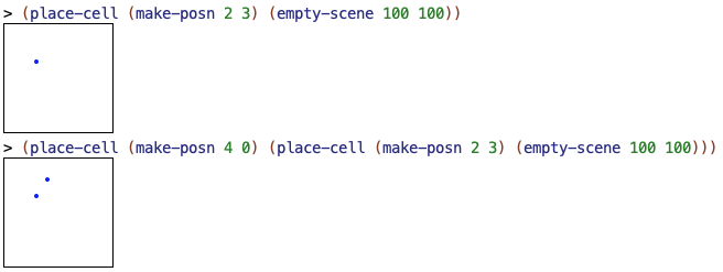 An example of calling `place-cell`